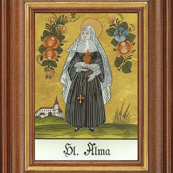 Hinterglasbild Heilige Alma Patronatsbild Taufe Namenspatron 12,7x16