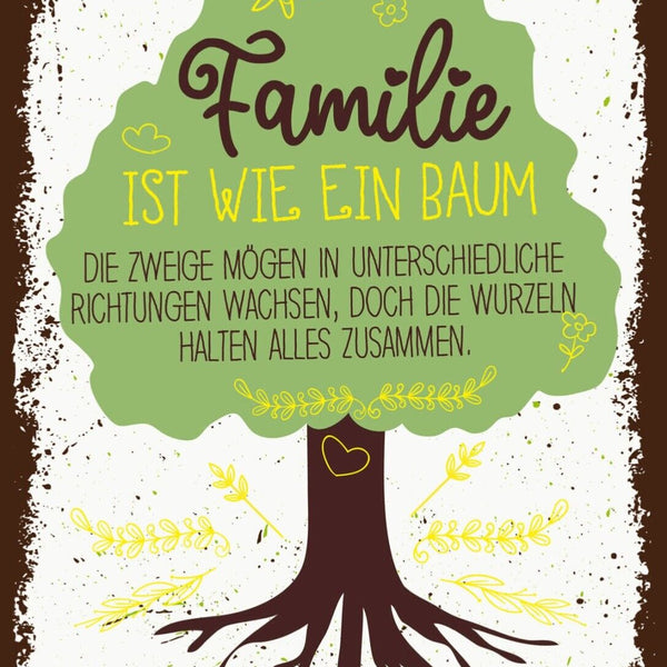 Schild Familie Ist Wie Ein Baum Zweige Wurzeln 12x18 20x30 30x40 Blech/Holz