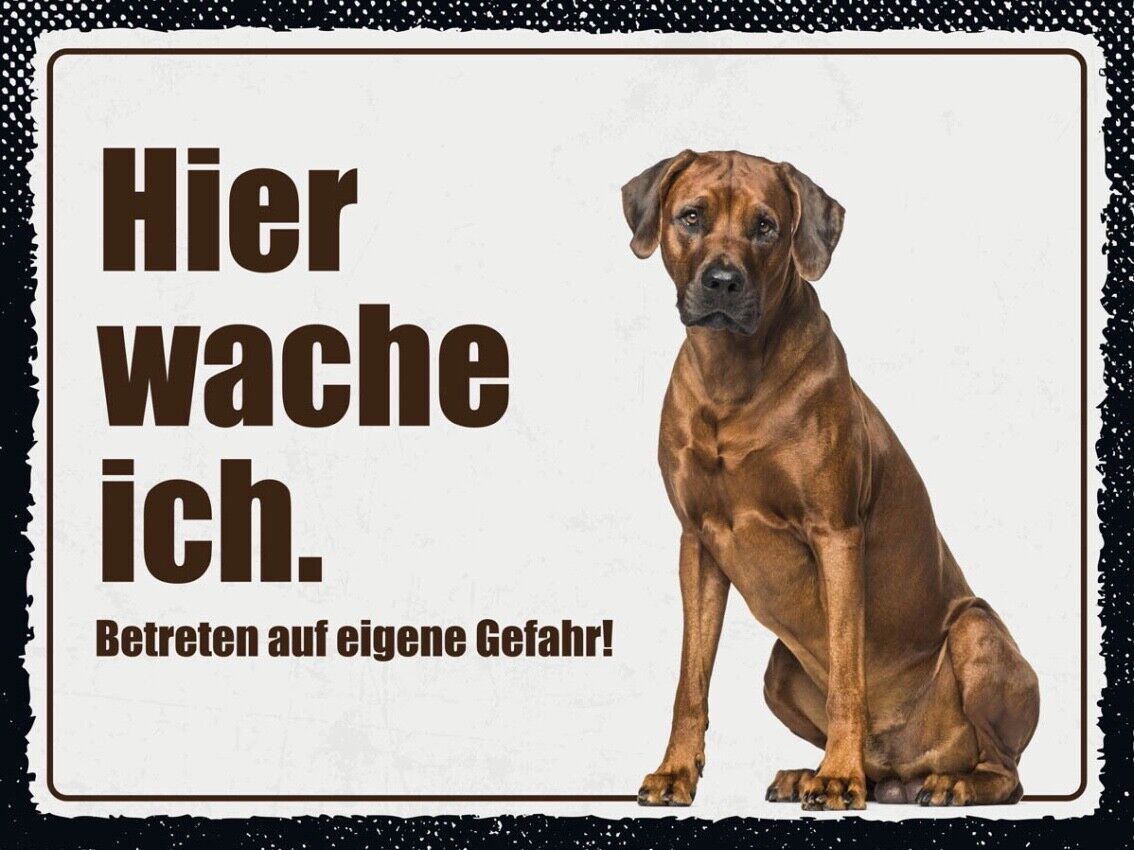 Schild Hier Wache Ich Rhodesian Ridgeback Hund 12x18 20x30 30x40 Blech/Holz