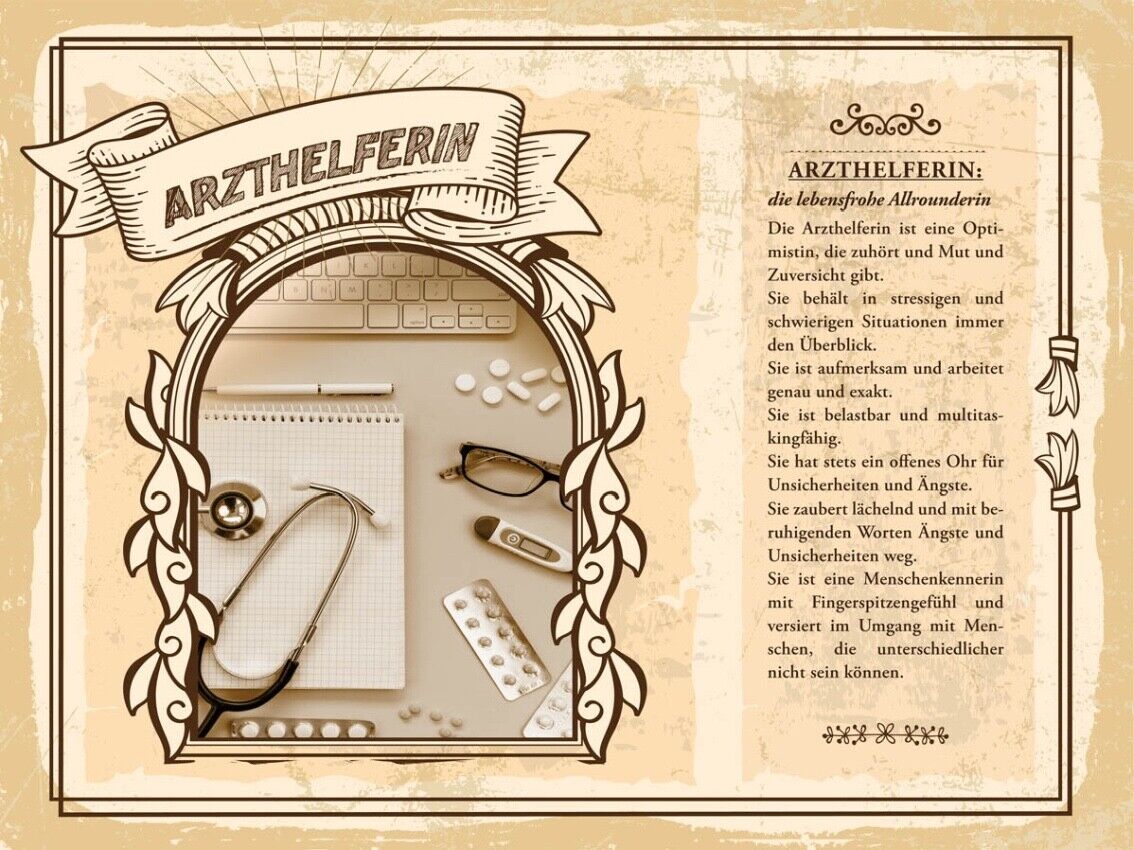 Schild Ärzthelferin Beruf Assistentin Medizin Arzt 12x18 20x30 30x40 Blech/Holz