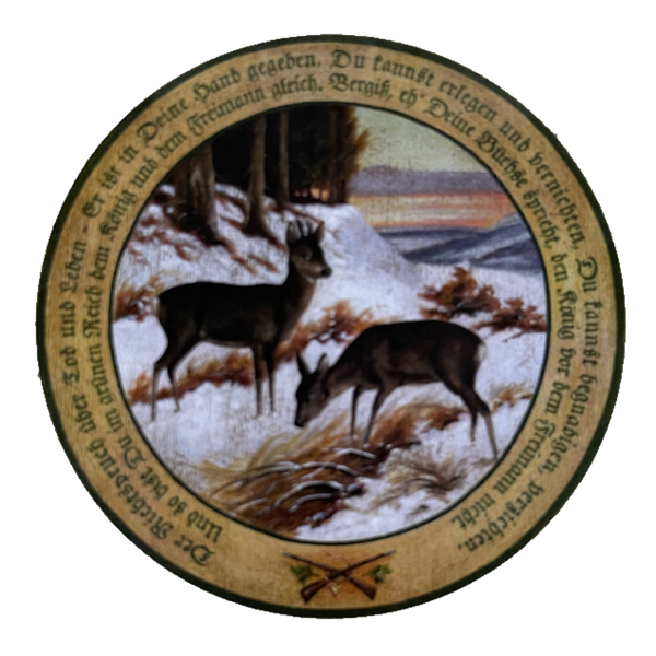 Nostalgie Holzschild Schützenscheibe Richtspruch Rehe Jagd Wild Jäger Schild