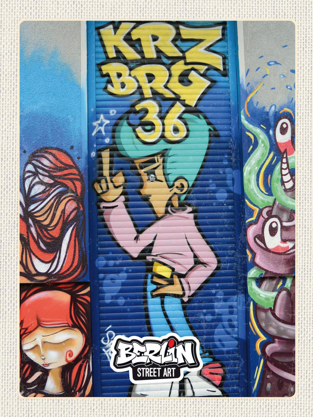 Schild Berlin Streetart Graffiti Figur Mittelfinger 12x18 20x30 30x40 Blech/Holz