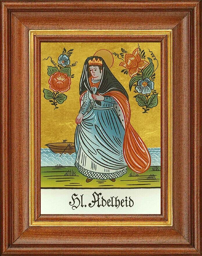 Hinterglasbild - heilige adelheid - patronatsbild taufe namenspatron 12,7x16 th