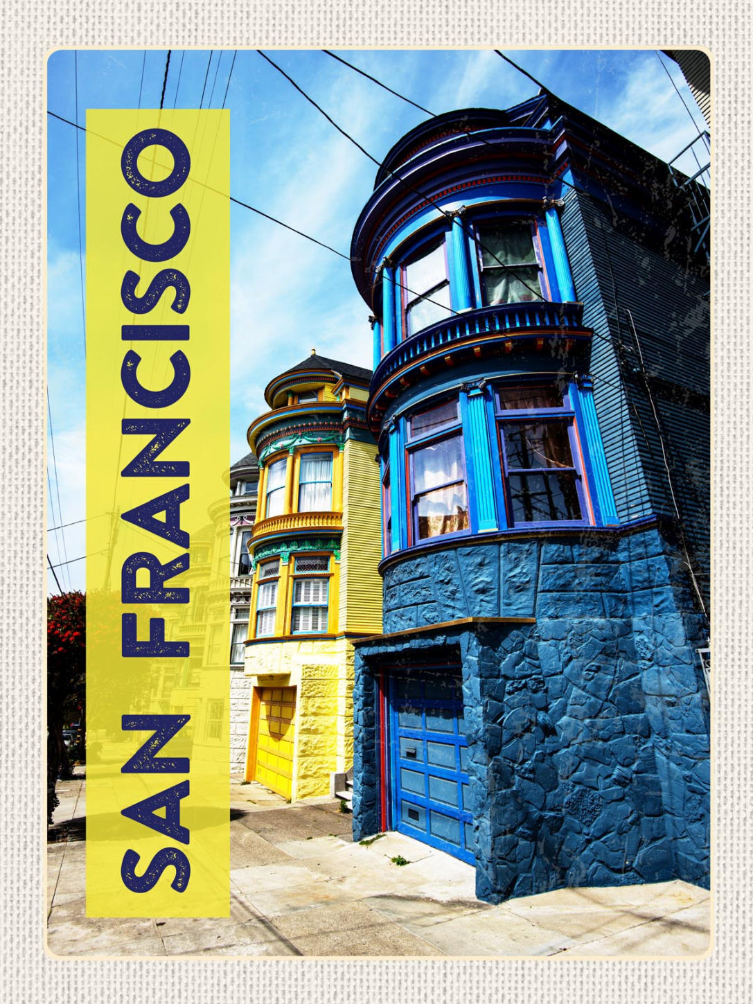 Schild San Francisco Viktorianische Häuser Haus USA 12x18 20x30 30x40 Blech/Holz