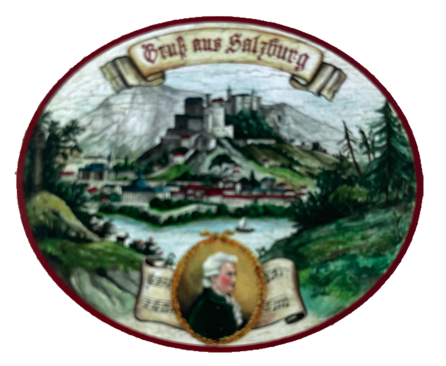 Nostalgie Holzschild Gruß Aus Salzburg Stadt Festung Mozart Schild