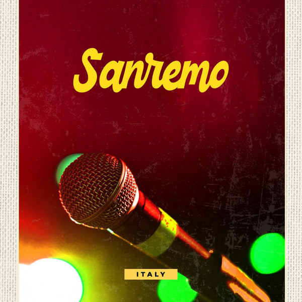 Schild Sanremo Italy Italien Mikrofon Musik Gesang 12x18 20x30 30x40 Blech/Holz