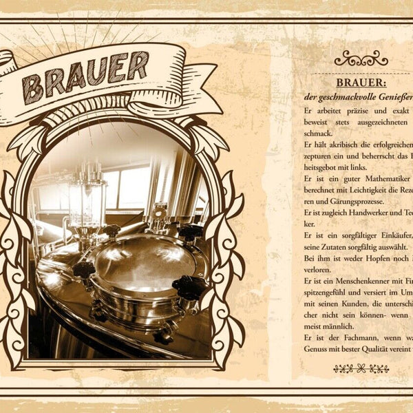 Schild Brauer Beruf Bier Brauen Brauerei Alkohol 12x18 20x30 30x40 Blech/Holz