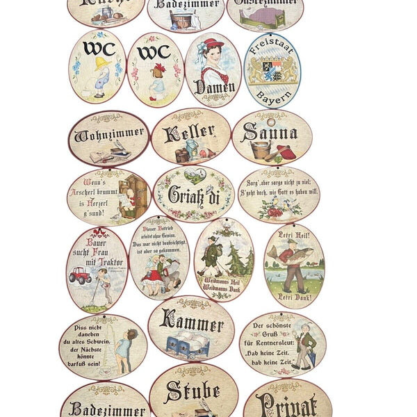 Holz Türschild WC Keller Privat Werkstatt Stube Eingang 13 x 18 cm diverse