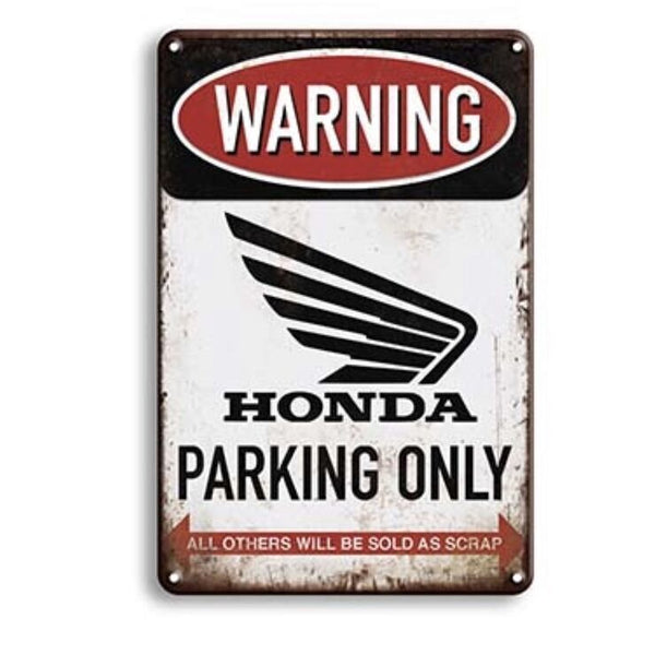 Nostalgie Vintage Retro Blechschild Auto "Warning Honda Parking Only" 30x20 50353