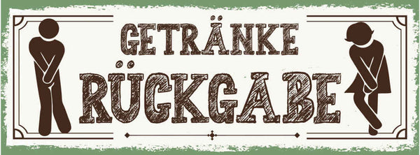 Schild Getränke Rückgabe Toilette WC Klo Damen Herren 27x10 Blech od.Holz