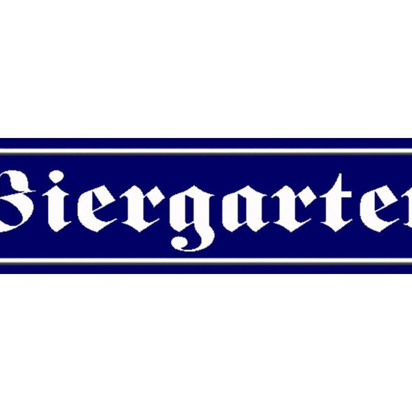 Schild bier garten alkohol wirt lokal ort straße platz 46 x 10 blech od. holz