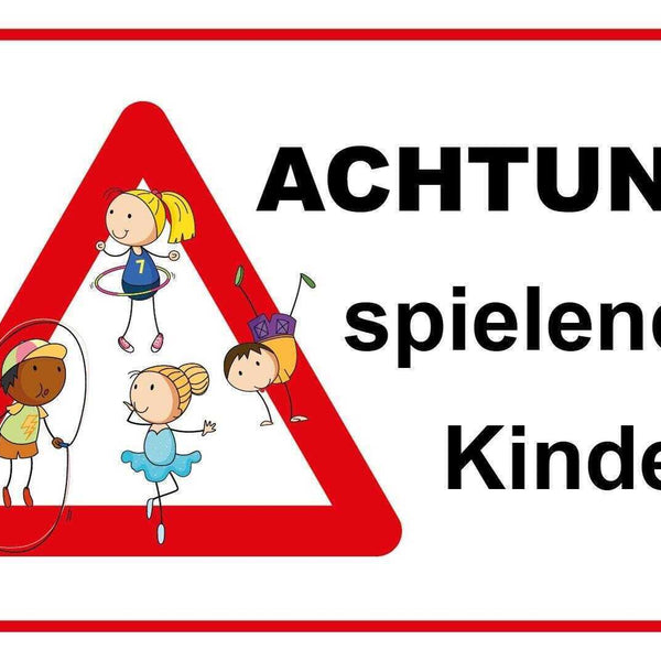Schild achtung! spielende kinder! schüler 12x18 / 20x30 / 30x40 blech od. holz