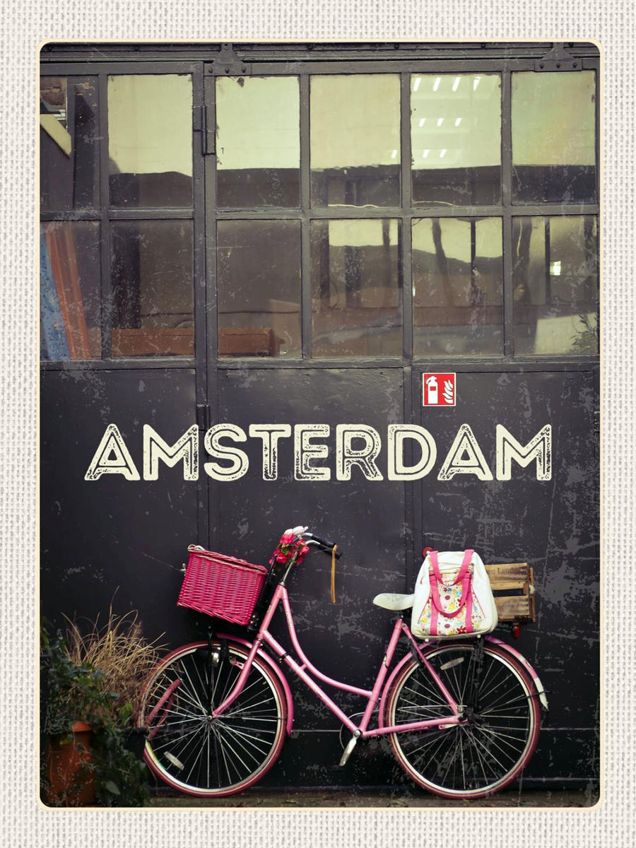 pinkes hollandrad Schild Amsterdam Pinkes Fahrrad Niederlande Holland 12x18 20x30 30x40 – Nostalgie Salzburg