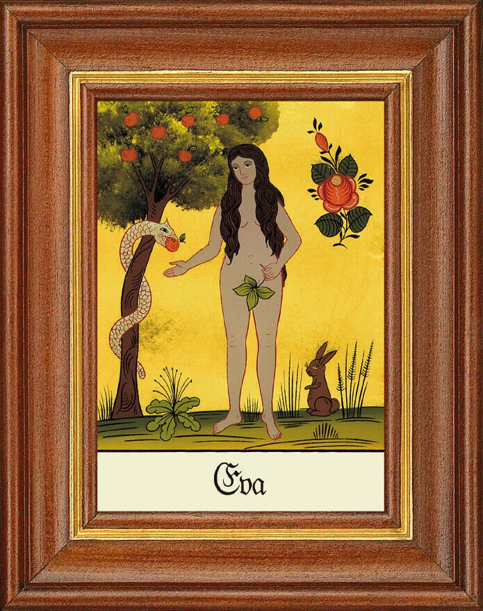 Hinterglasbild - eva stammutter - patronatsbild taufe namenspatron 12,7x16