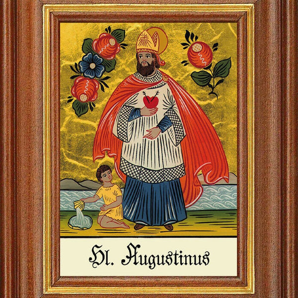 Hinterglasbild - hl. augustinus - patronatsbild taufe namenspatron 12,7x16 th