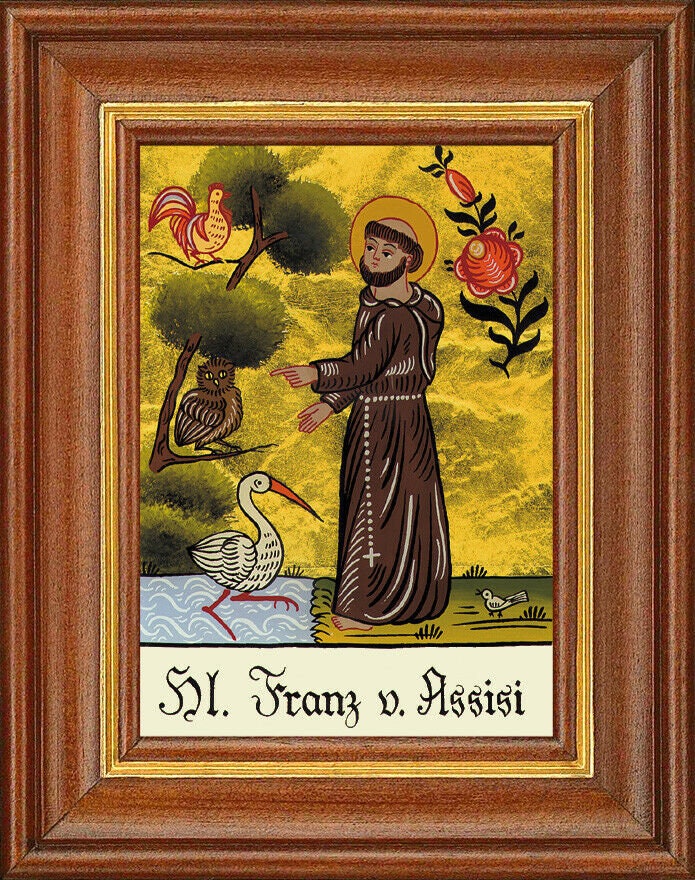 Hinterglasbild - hl. franz von assisi - patronatsbild taufe namenspatron 12,7x16