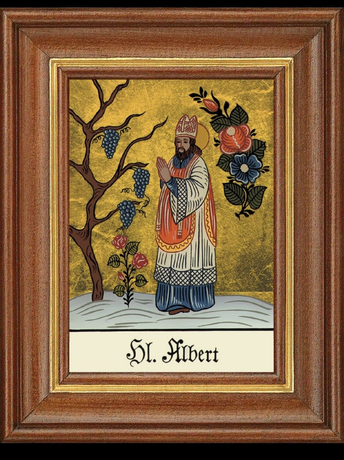 Hinterglasbild heiliger albert patronatsbild taufe namenspatron 12,7x16