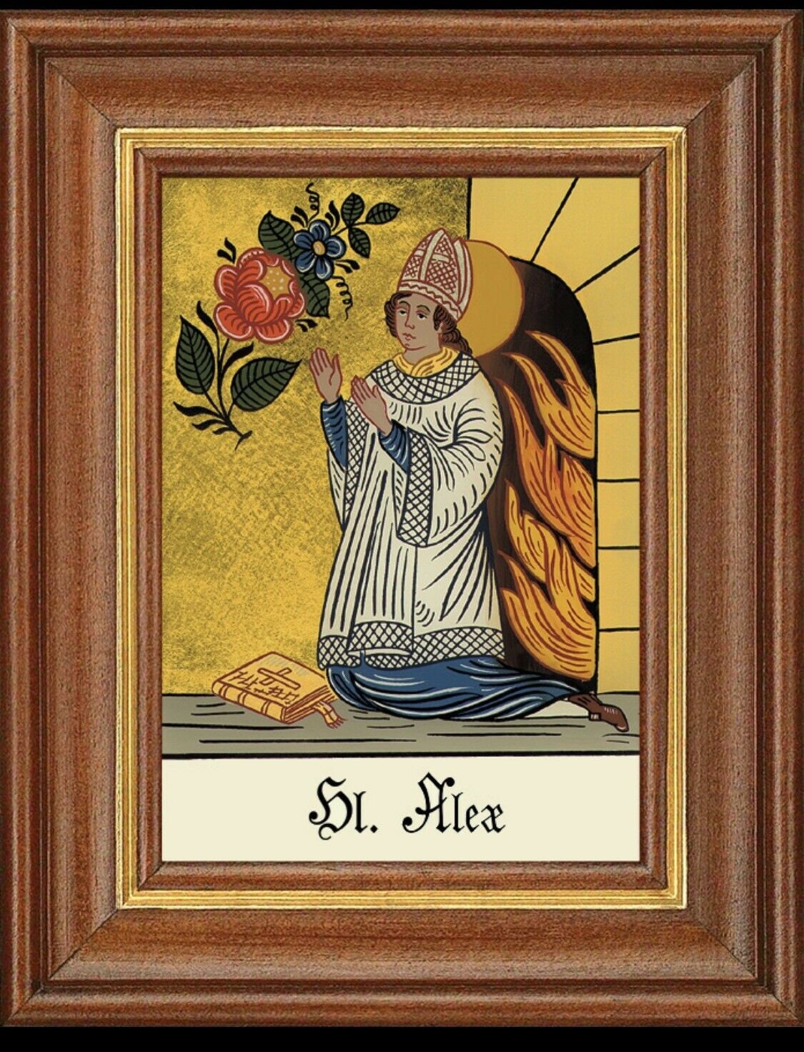 Hinterglasbild heiliger alex patronatsbild taufe namenspatron 12,7x16