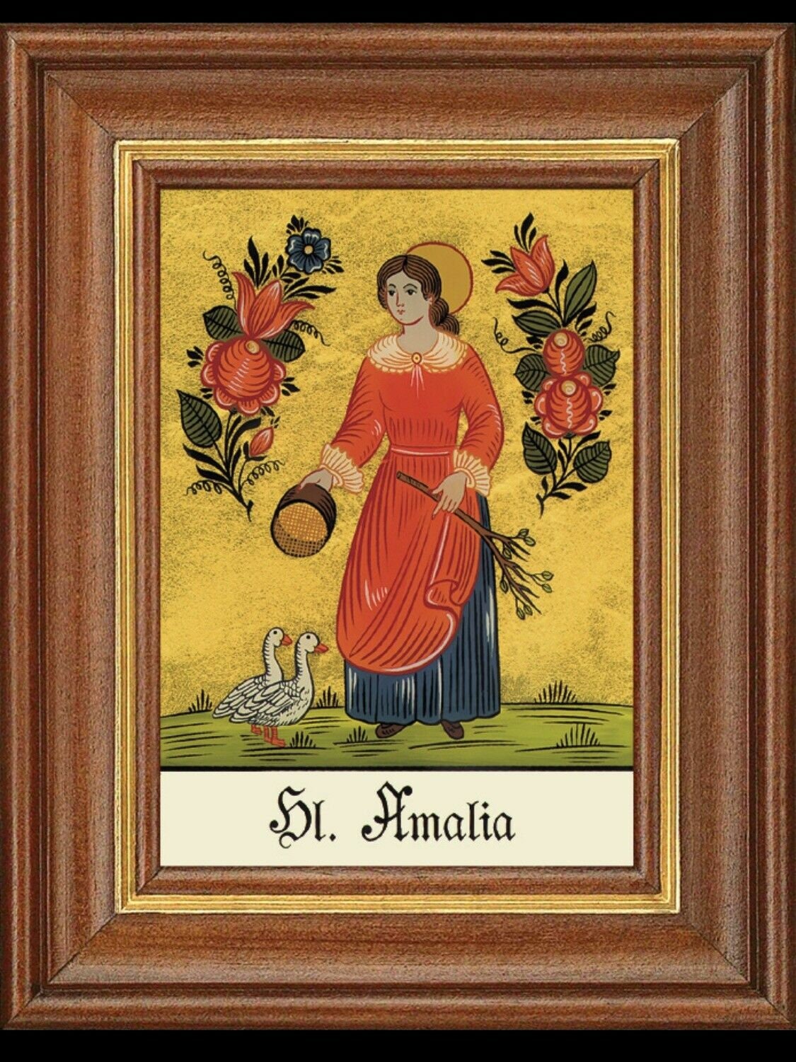 Hinterglasbild heilige amalia patronatsbild taufe namenspatron 12,7x16