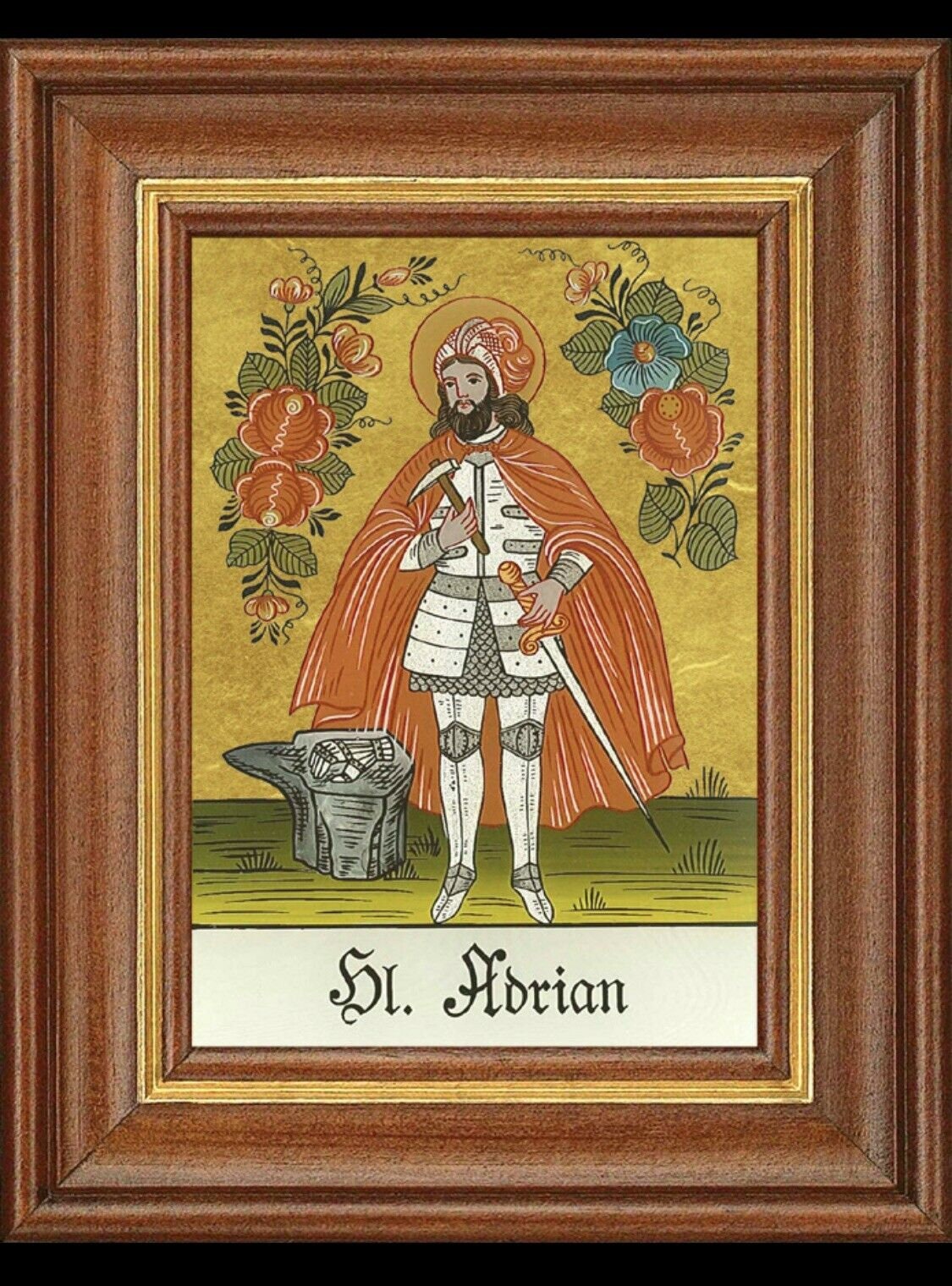 Hinterglasbild heiliger adrian patronatsbild taufe namenspatron 12,7x16