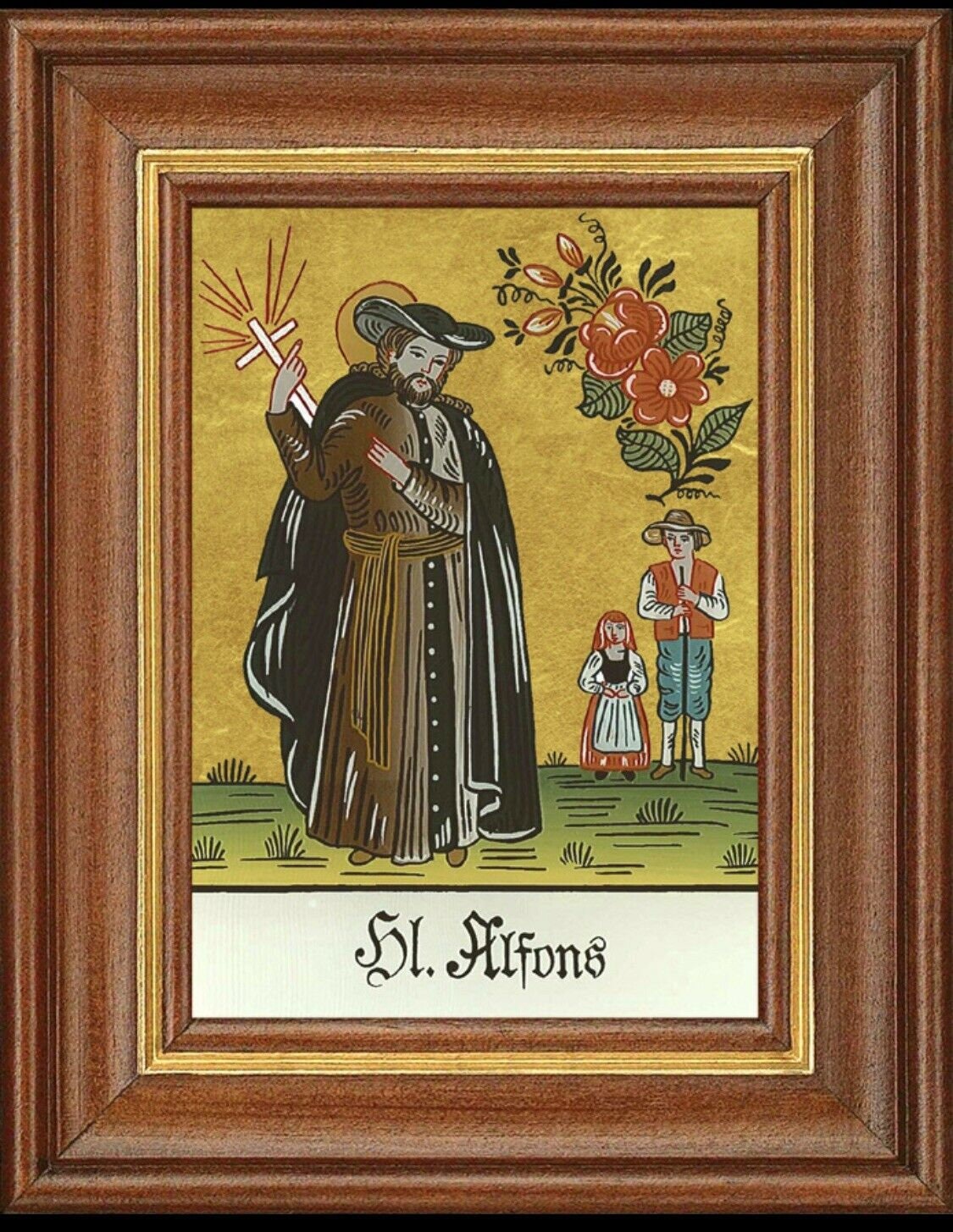 Hinterglasbild heiliger alfons patronatsbild taufe namenspatron 12,7x16