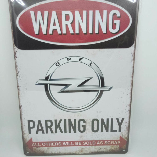 Vintage retro blechschild "warning opel parking only" 30x20 50363