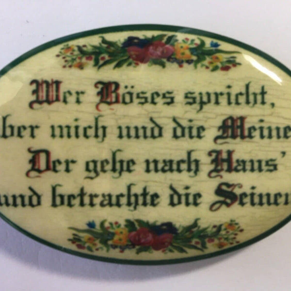 Nostalgie flaschenöffner magnet wer böses spricht über mich u. die meinen blumen