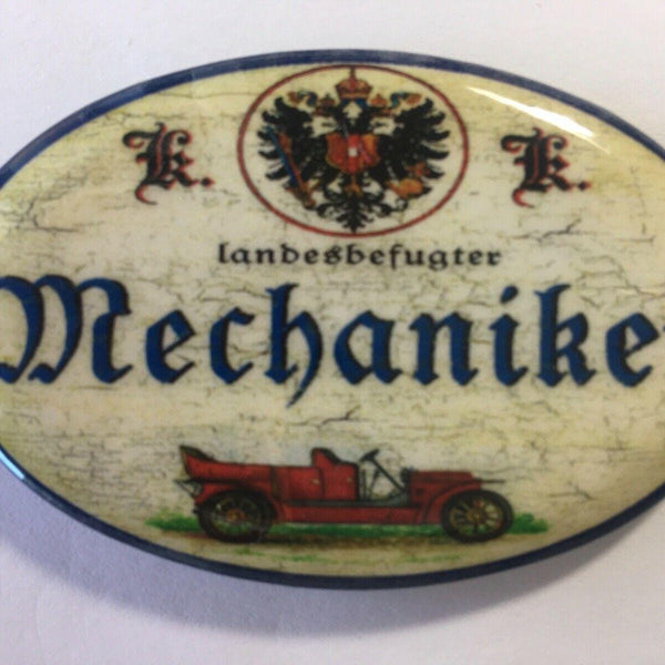Nostalgie flaschenöffner magnet landesbefugter mechaniker auto oldtimer