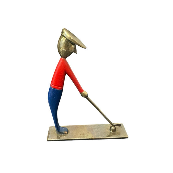 Original Hagenauer Wien Golfspieler Skulptur Messing Austria WHW 8x6 cm