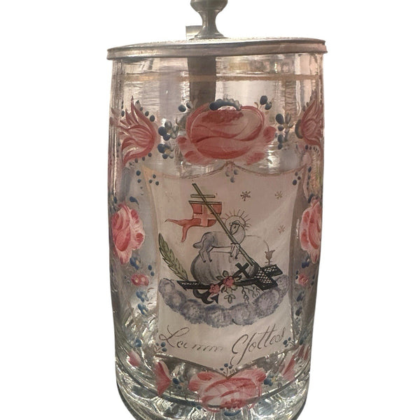 Antiker Bierkrug Lamm Gottes Oberschwarzenberg um 1880