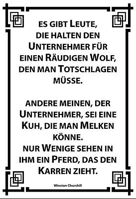 Winston Churchill Spruch Unternehmer 12x18 / 20x30 / 30x40 Blech od. Holz