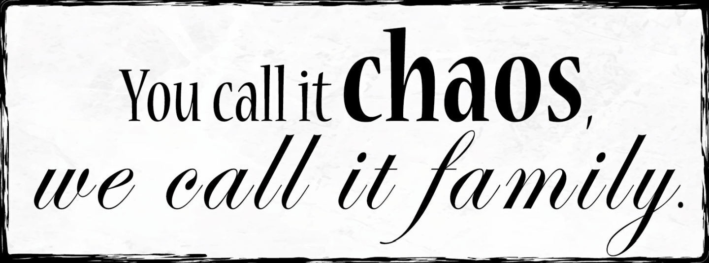 Schild You Call It Chaos We Call It Family Familie Unordnung 27x10 Blech od.Holz