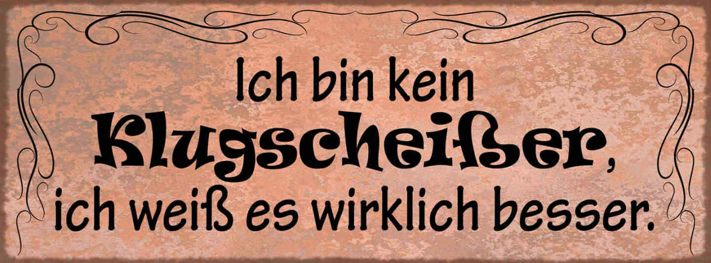 Schild Ich Bin Kein Klugscheißer Ich Weiß Es Wirklich Besser 27x10 Blech od.Holz