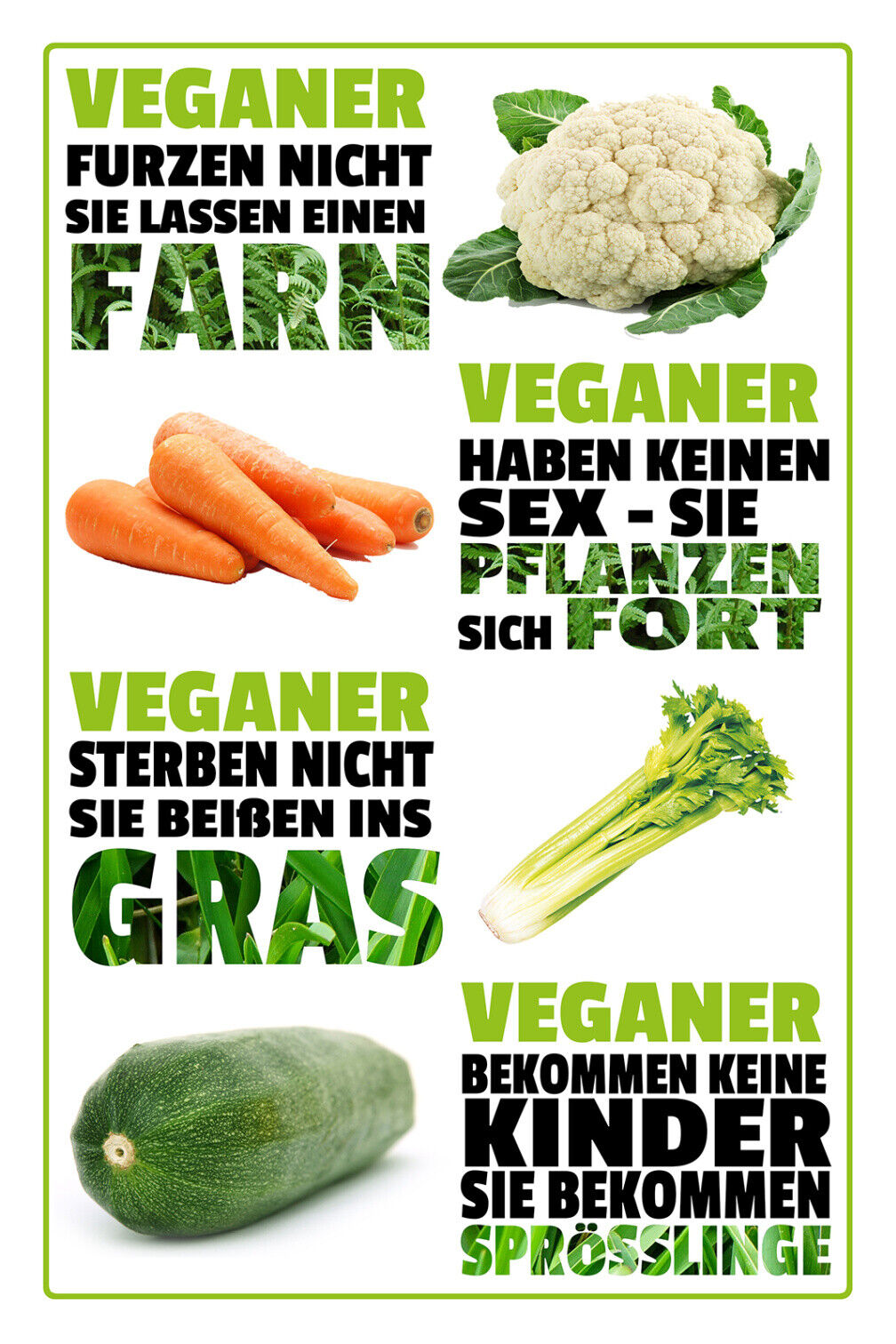 Schild Spruch Veganer furzen nicht Sie lassen einen Farn Essen JW
