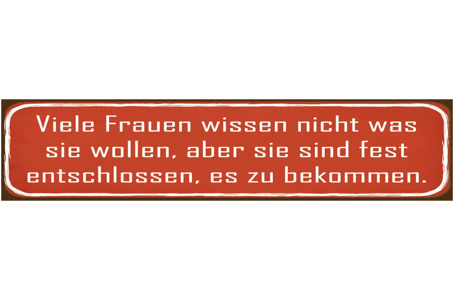 Schild Frauen Wissen Entschlossenheit Beziehung Frau Mann 46 x 10 Blech od. Holz
