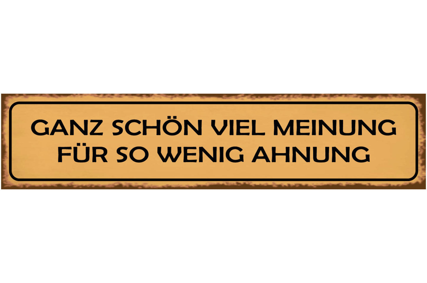 Schild Meinung Wenig Ahnung Wissen Verständnis Ansicht 46 x 10 Blech od. Holz