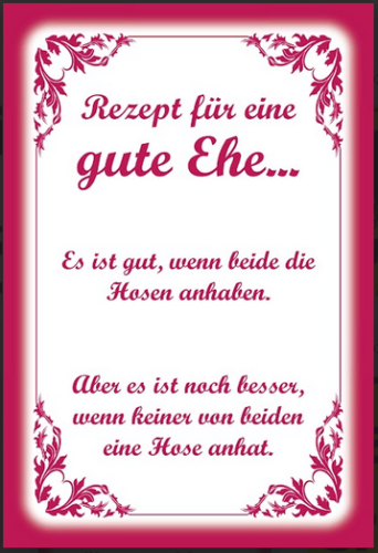 Nostalgie Spruch Schild Familie Rezept für eine gute Ehe 20x30
