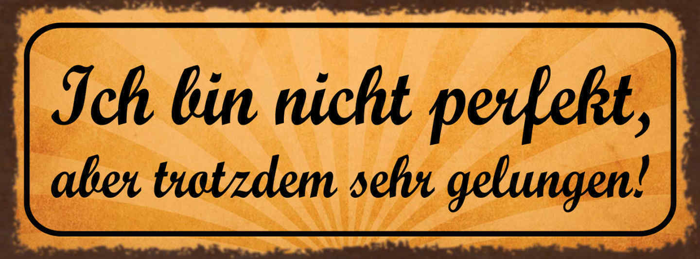Schild Ich Bin Nicht Perfekt Aber Trotzdem Sehr Gelungen 27x10 Blech od.Holz