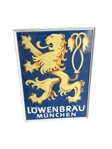 Löwenbräu Schild 1960er Jahre ca. 80x60 Brauerei Bier Original