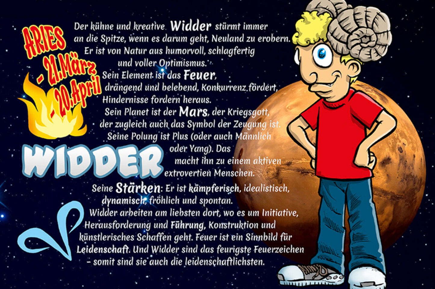 Schild Spruch Sternzeichen Widder JW