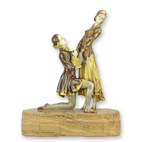Bronze Skulptur auf Marmor Block Ewige Liebe H 39,5 L 12,2 NLEX-11