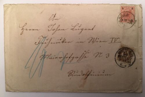 Brief 5 Kreuzer + Portomarke Wien Leoben 19x12 cm 14462F