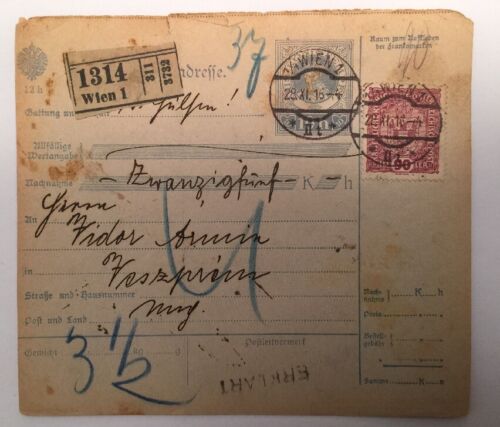 Brief Ganzsache 19 Heller Kais.kon.Stempel 14x13 cm 14544A