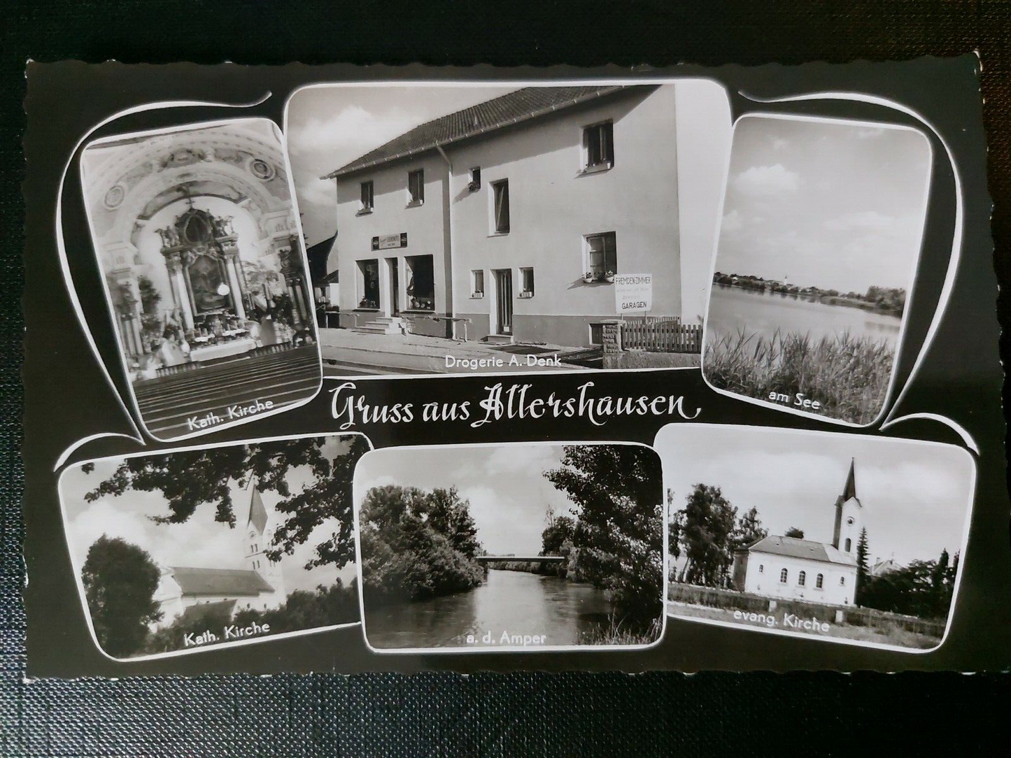 Gruß aus Allerhausen Drogerie Fluss Amper Kirche See 402557 WM