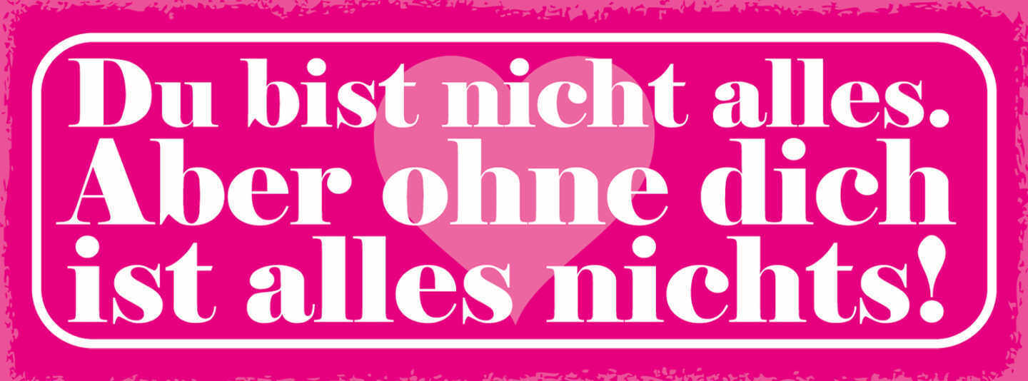 Schild Du Bist Nicht Alles Aber Ohne Dich Ist Alles Nichts 27x10 Blech od.Holz