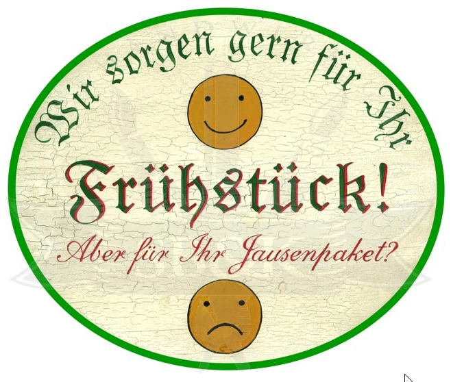 KuK Nostalgie Holzschild Wir sorgen gern für ihr Frühstück