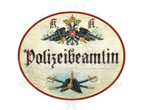 KuK Nostalgie Holzschild Polizeibeamtin