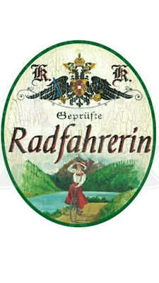 KuK Nostalgie Holzschild "RadfahrerIn"