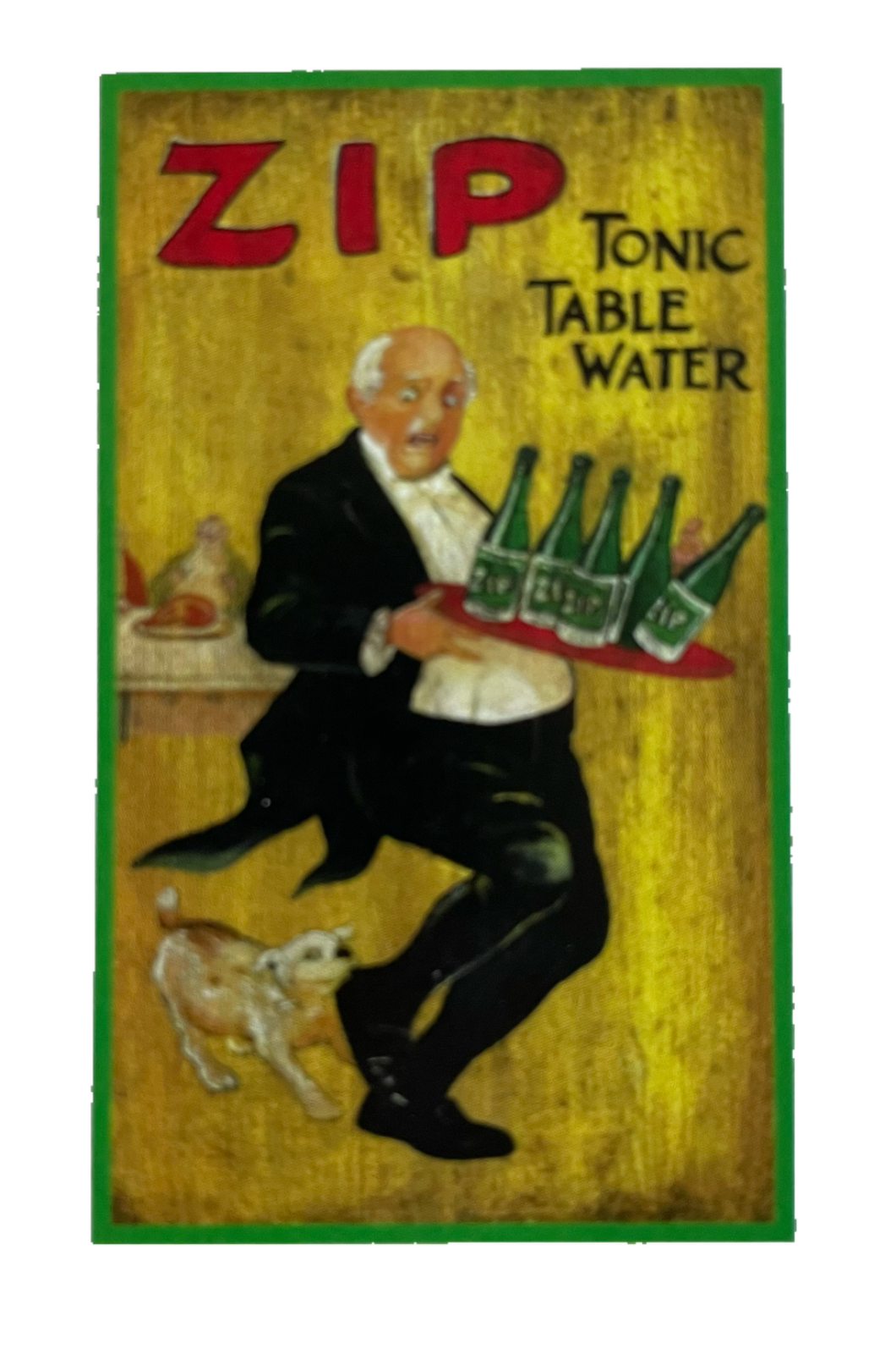 Nostalgie Holzschild Zip Tonic Table Water Softdrink Getränk Kellner Hund Schild