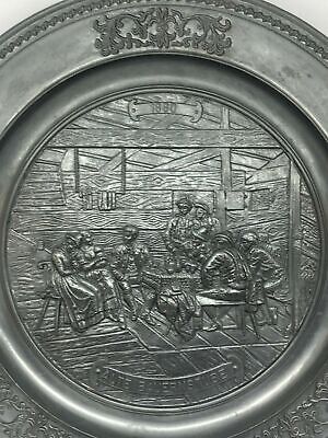 Zinnteller Wandteller Bauernstube 1880 Relief 27 cm 600 g alte Zinnmarke 50009